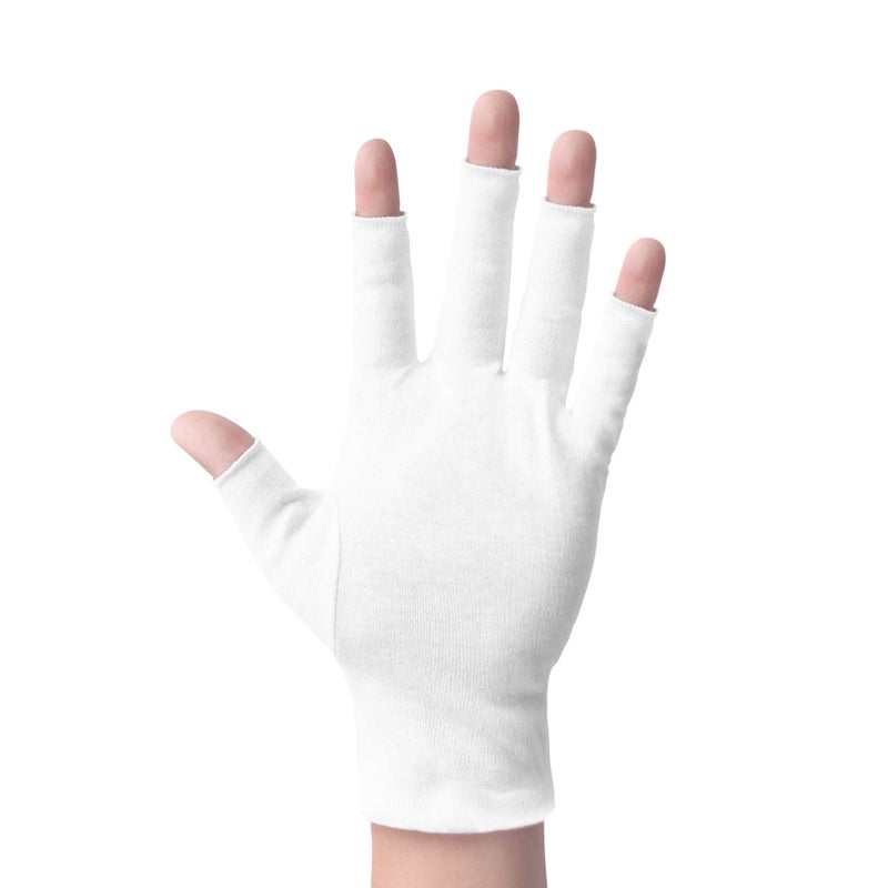 ANSMIO 2 Pairs White Cotton Moisturizing Gloves â€“ Fingerless Design with 5 Open Fingertips per Glove â€“ 100% Cotton â€“ Touchscreen-Friendly Night Gloves for Dry Hands - Image 1