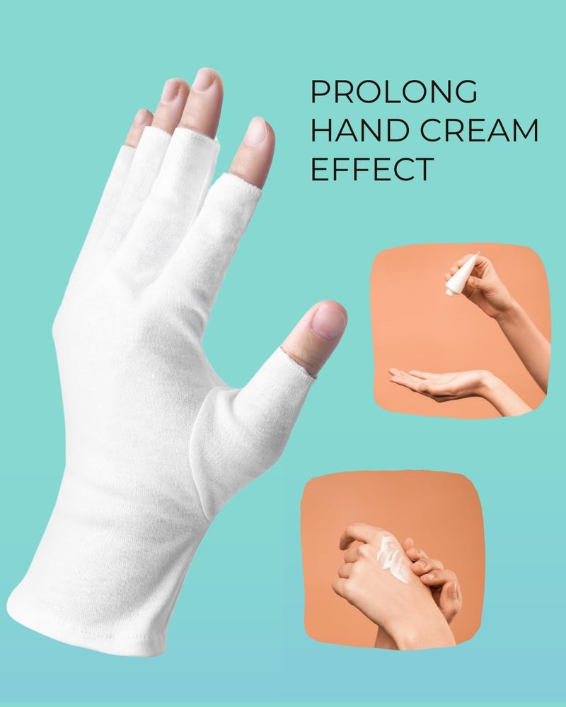 ANSMIO 2 Pairs White Cotton Moisturizing Gloves â€“ Fingerless Design with 5 Open Fingertips per Glove â€“ 100% Cotton â€“ Touchscreen-Friendly Night Gloves for Dry Hands - Image 3