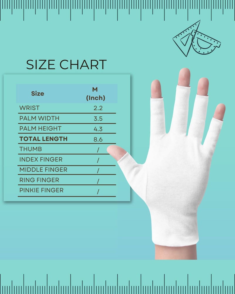 ANSMIO 2 Pairs White Cotton Moisturizing Gloves â€“ Fingerless Design with 5 Open Fingertips per Glove â€“ 100% Cotton â€“ Touchscreen-Friendly Night Gloves for Dry Hands - Image 5