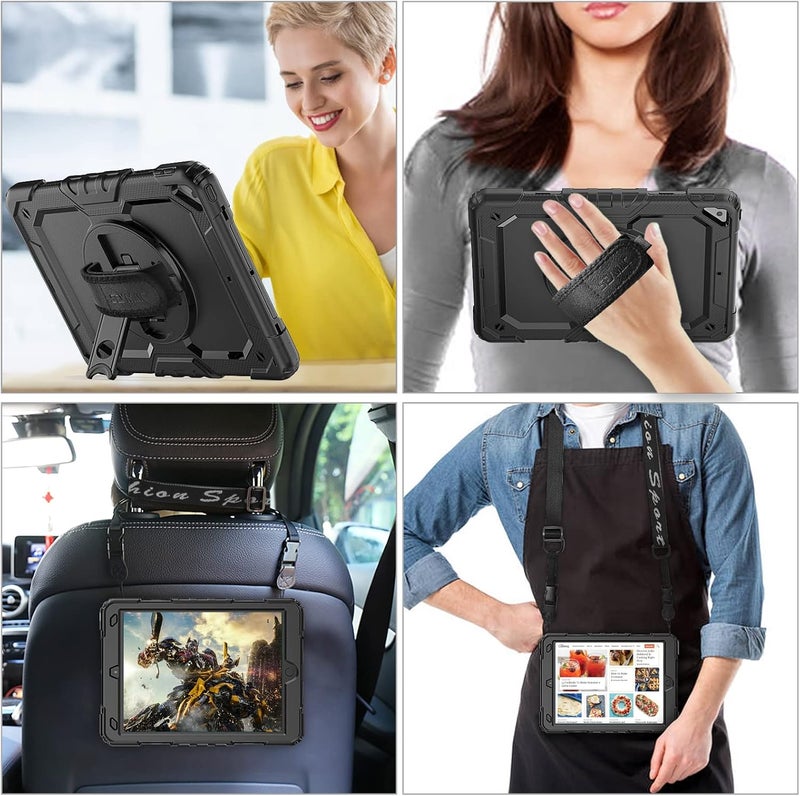 SEYMAC stock Case for iPad Mini 7 (A17 Pro) 2024 / Mini 6 8.3'' with Screen Protector Pencil Holder [Rotating Stand & Strap], Drop-Proof Case for iPad Mini 7th / 6th Generation 8.3", Black - Image 3