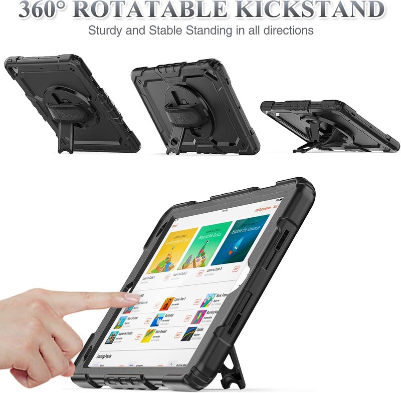 SEYMAC stock Case for iPad Mini 7 (A17 Pro) 2024 / Mini 6 8.3'' with Screen Protector Pencil Holder [Rotating Stand & Strap], Drop-Proof Case for iPad Mini 7th / 6th Generation 8.3", Black - Image 2