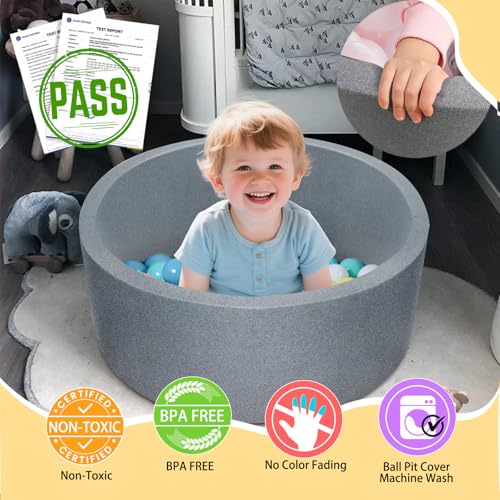 TRENDBOX Soft Foam Sponge Indoor Round Ball Pit,Ideal for Children - Dark Gray - Image 3