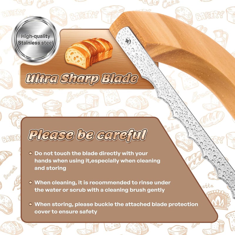 Pranski Bread Knife for Homemade Bread 14.5'' Sourdough Bread Knife, Premium Slicer for Homemade Bread, Baguettes and More Cuts Thin, Ergonomic Handler Premium Sharpness Blade - Image 3
