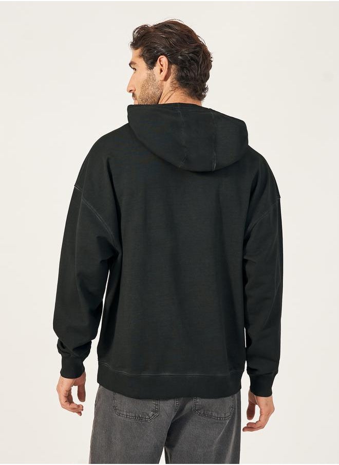 Styli - Acid Washed Slogan Print Oversized Hoodie - Image 1