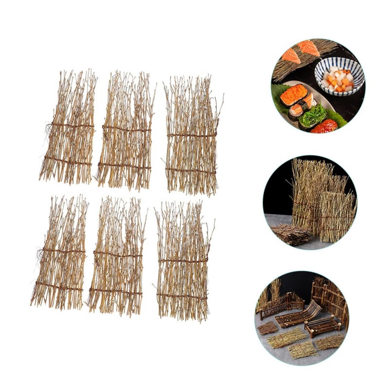 Bamboo Sushi Mat Decorations 6Pcs Japanese Sushi Fence Ornaments Photo Props Table Decor 23X11X1CM - Image 5