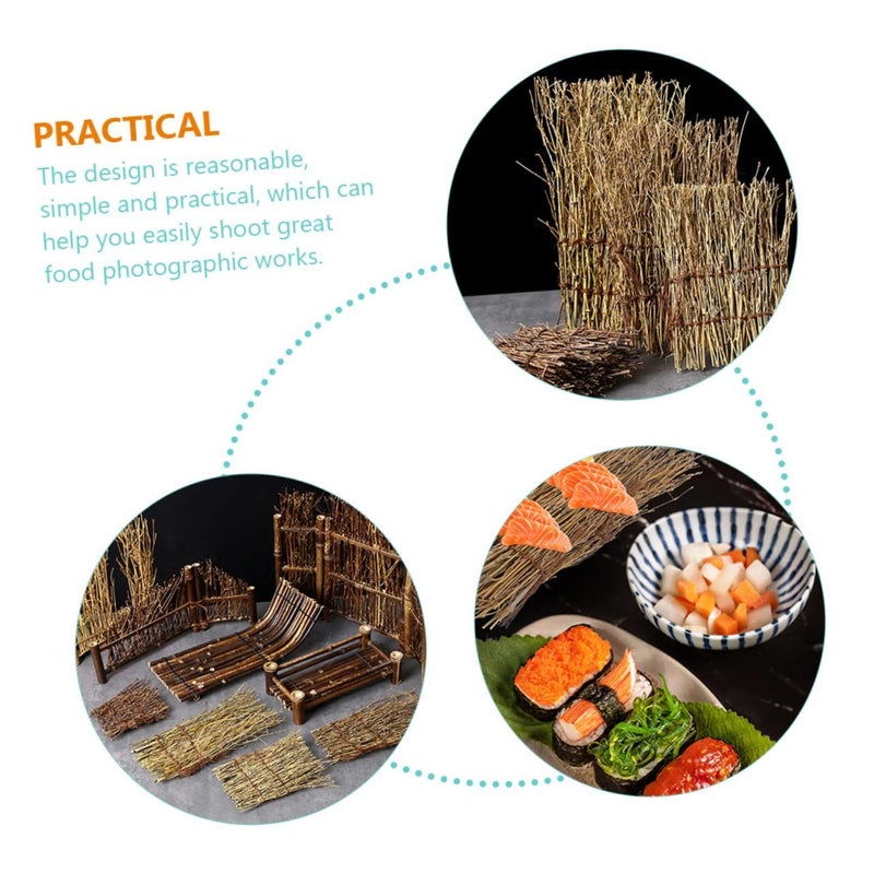 Bamboo Sushi Mat Decorations 6Pcs Japanese Sushi Fence Ornaments Photo Props Table Decor 23X11X1CM - Image 4