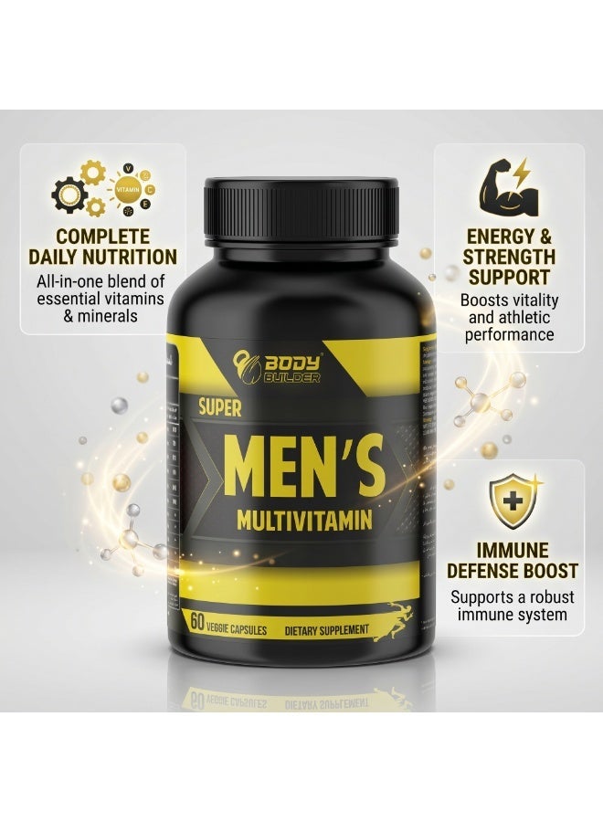 Body Builder Super Men's Multivitamin, 60 Capsules, Energy & Stamina Support - Image 2