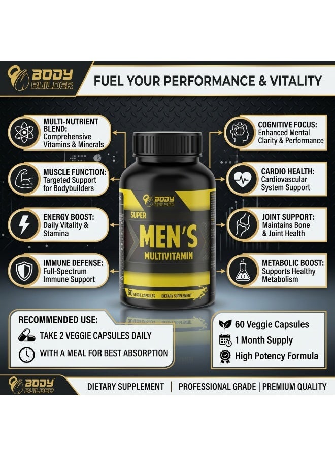Body Builder Super Men's Multivitamin, 60 Capsules, Energy & Stamina Support - Image 5