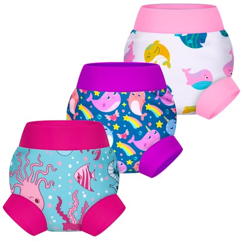 BIG ELEPHANT Baby Swim Diapers 3Pack Reusable Waterproof Swim Pants for Boys and Girls Soft Breathable Swimwear for Pool - Image 1