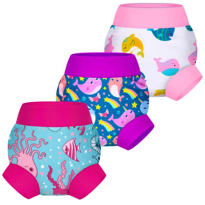 BIG ELEPHANT Baby Swim Diapers 3Pack Reusable Waterproof Swim Pants for Boys and Girls Soft Breathable Swimwear for Pool - Image 2