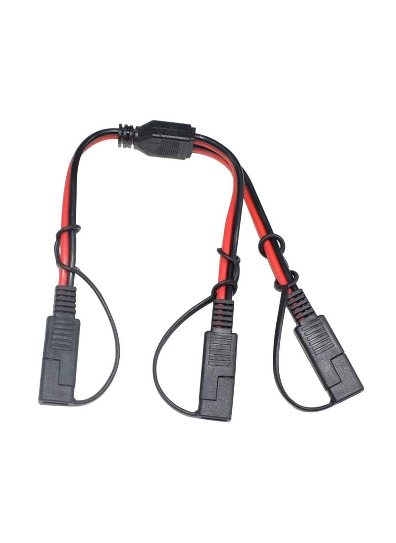 SYOSI 14AWG SAE DC Power Automotive Connector Cable, Y Splitter 1 to 2 SAE Extension Cable, Fit for Suitable for Solar Battery Connection and Transfer 12inch/30cm - with Protective Cover  - Image 1