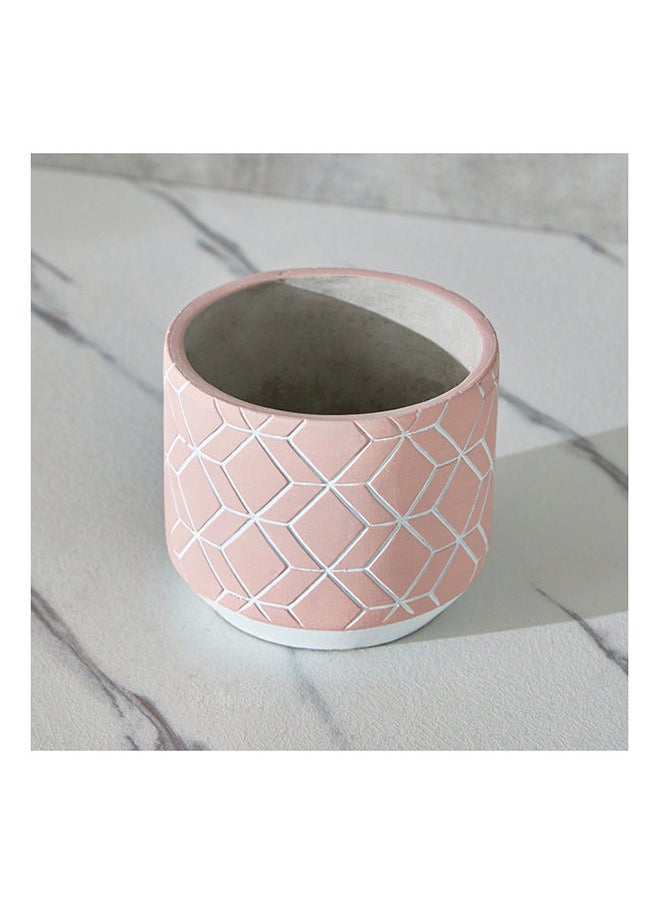 Home Box - Olive Cement Garden Pot with Concentric Semi-Circle Etching 14x14x12 cm - Image 1