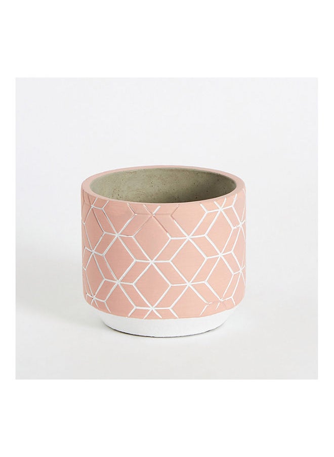 Home Box - Olive Cement Garden Pot with Concentric Semi-Circle Etching 14x14x12 cm - Image 1