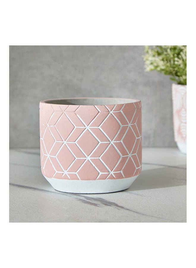 Home Box - Olive Cement Garden Pot with Concentric Semi-Circle Etching 14x14x12 cm - Image 1