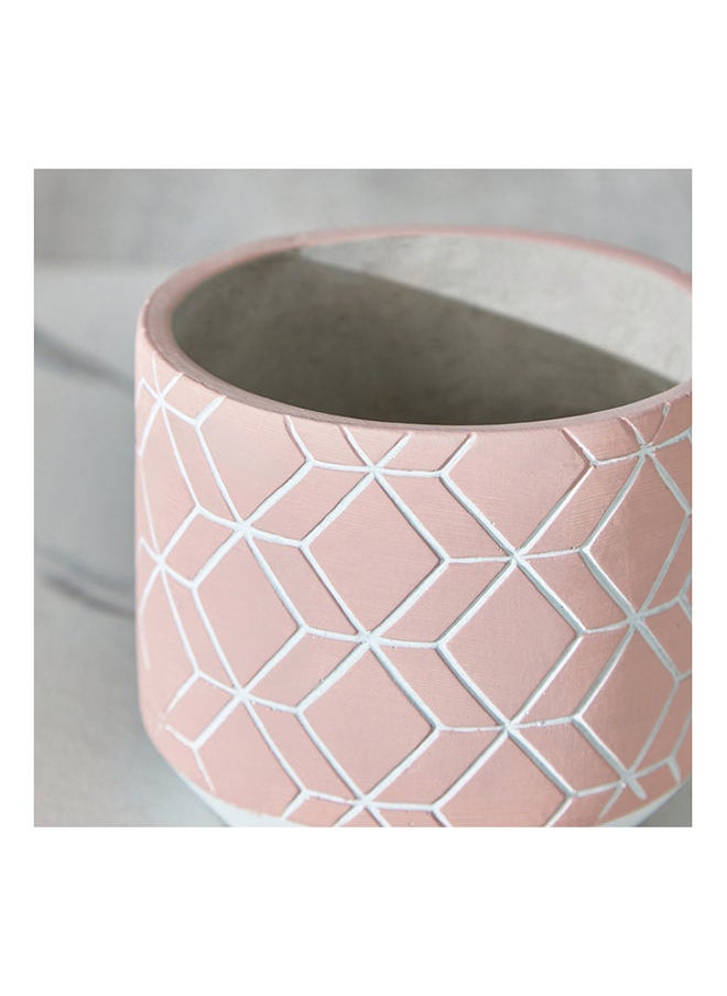 Home Box - Olive Cement Garden Pot with Concentric Semi-Circle Etching 14x14x12 cm - Image 1