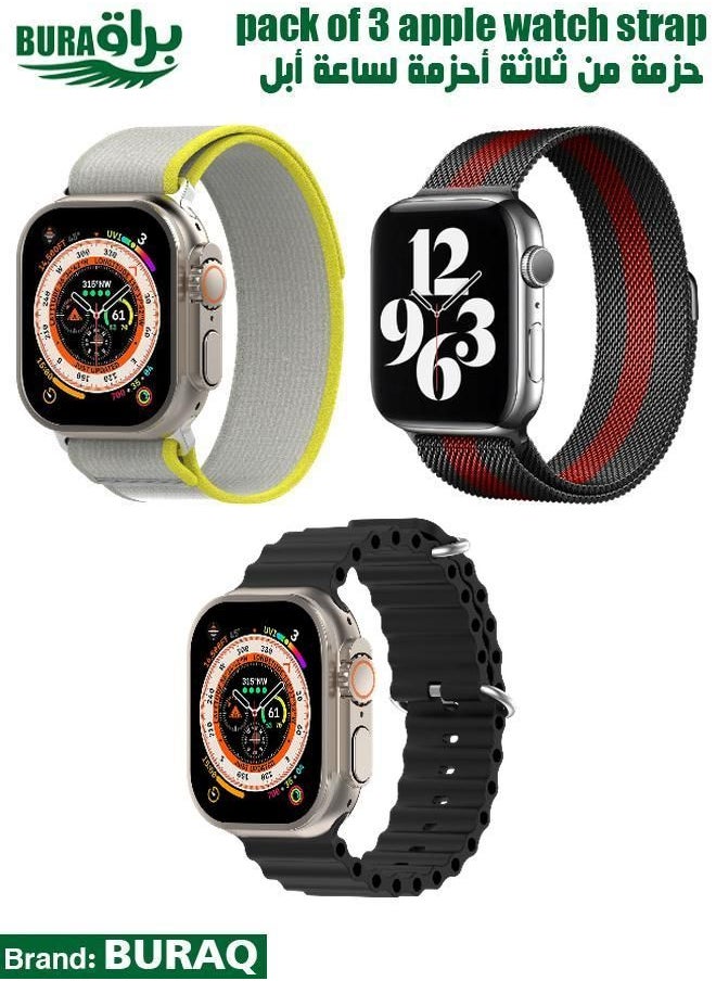 BURAQ - Apple Watch Band Strap For Apple Watch Ultra 2/Ultra 49mm, Series 10 46mm, 9/8/7 45mm, SE2/SE/6/5/4 44mm, 3/2/1 42mm - Image 1