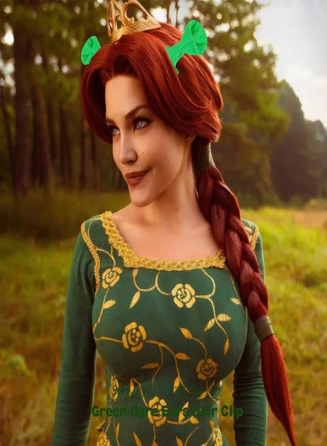 AUOCATTAIL Green Ogre Ears Hair Clips Plush Elf Hairpin Alien Ears Horns Hair Barrettes Halloween Cosplay Party Accessories (Light Green) - Image 4