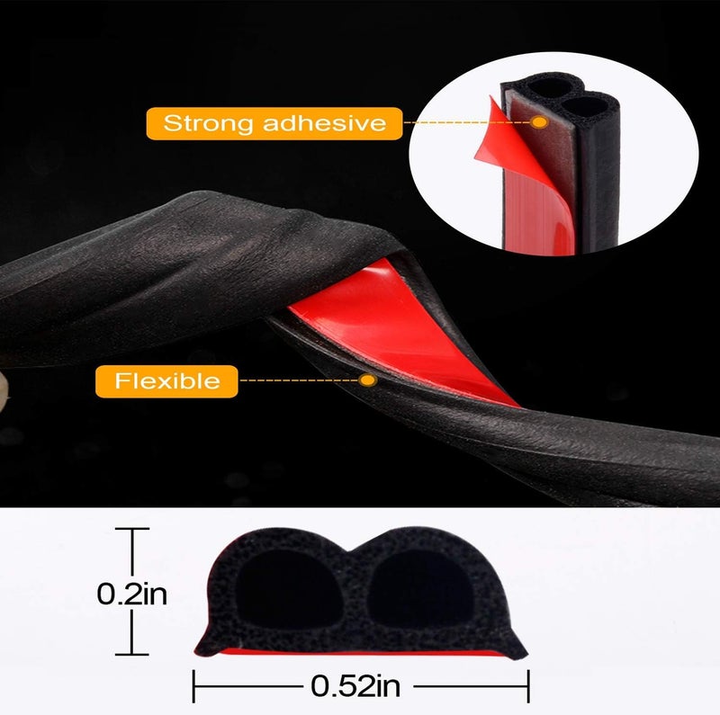 Linkhood 32FT Universal Car Weather Stripping - Self Adhesive Rubber Seal Strip for Doors and Windows - Image 4