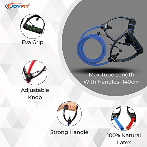 Joyfit Resistance Tube[1 Pc]- with Adjustable knob for Workout with Door Anchor & Workout Chart. Resistance Band for Men and Women(Material: Natural Rubber) - Image 2