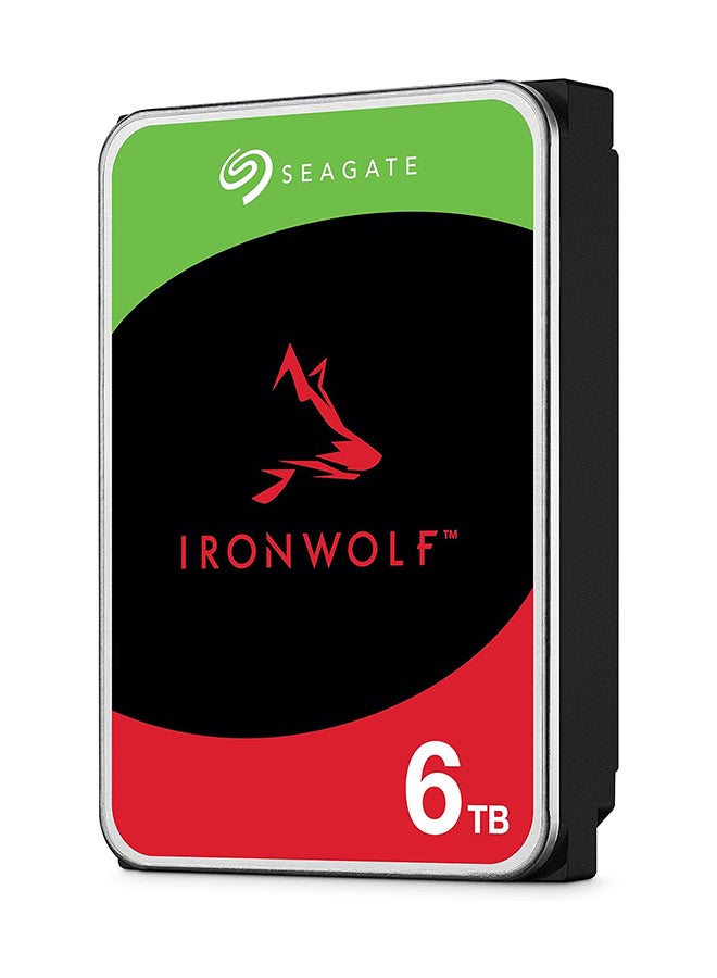 سيجيت قرص صلب داخلي IronWolf سعة 6TB لنظام NAS، 3.5" SATA 6Gb/s، 5400RPM، 256MB ذاكرة مؤقتة، سرعة نقل تصل إلى 180MB/s، تقنية CMR، موثوقية على مدار 24×7، AgileArray مع مستشعرات RV، إدارة صحة IronWolf | ST6000VN006 - Image 1