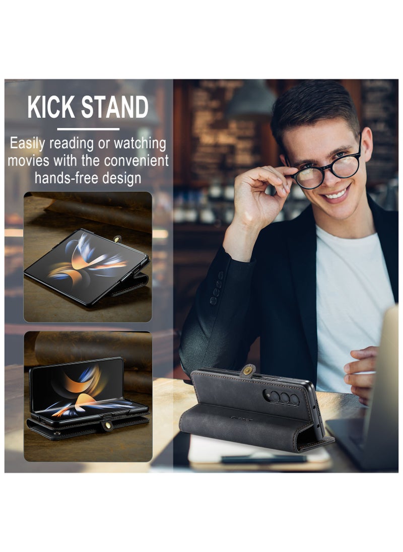 Leather protective cover for Samsung Galaxy Z Fold 4 5G Black  - Image 5