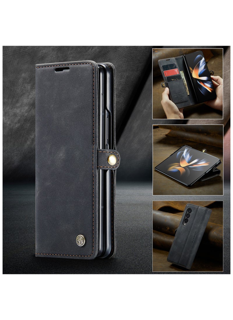 Leather protective cover for Samsung Galaxy Z Fold 4 5G Black  - Image 3