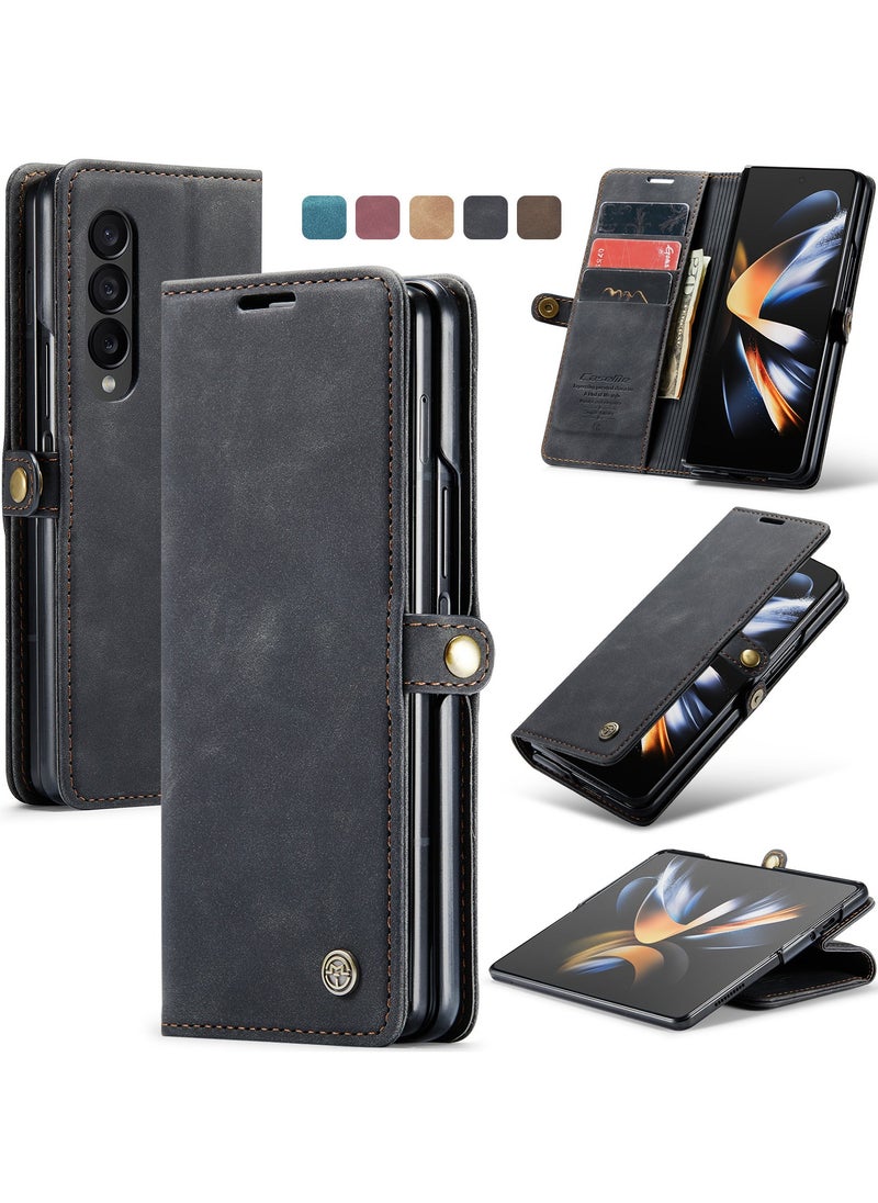 Leather protective cover for Samsung Galaxy Z Fold 4 5G Black  - Image 1