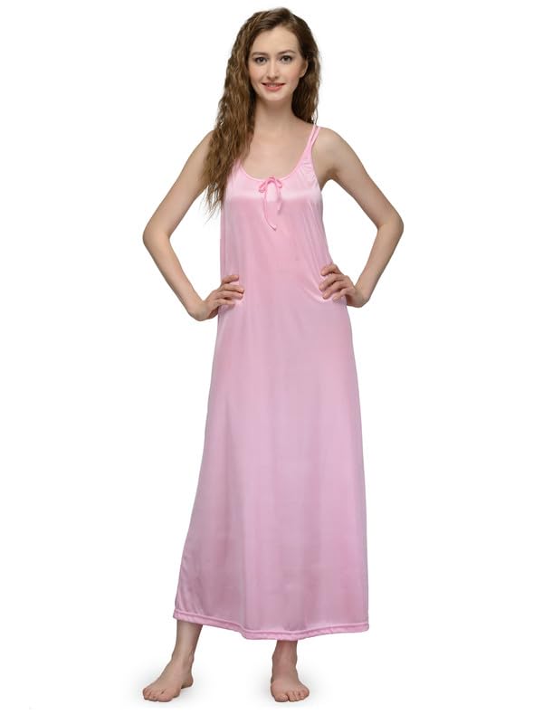 Ananqe Women's Satin Sleepwear, Adjustable Straps, Sizes Xs-6Xl, 10 Colors - Luxurious Maxi Satin Nightdress For Comfort & Elegance, Soft & Silky Fabric Baby Pink - Image 1
