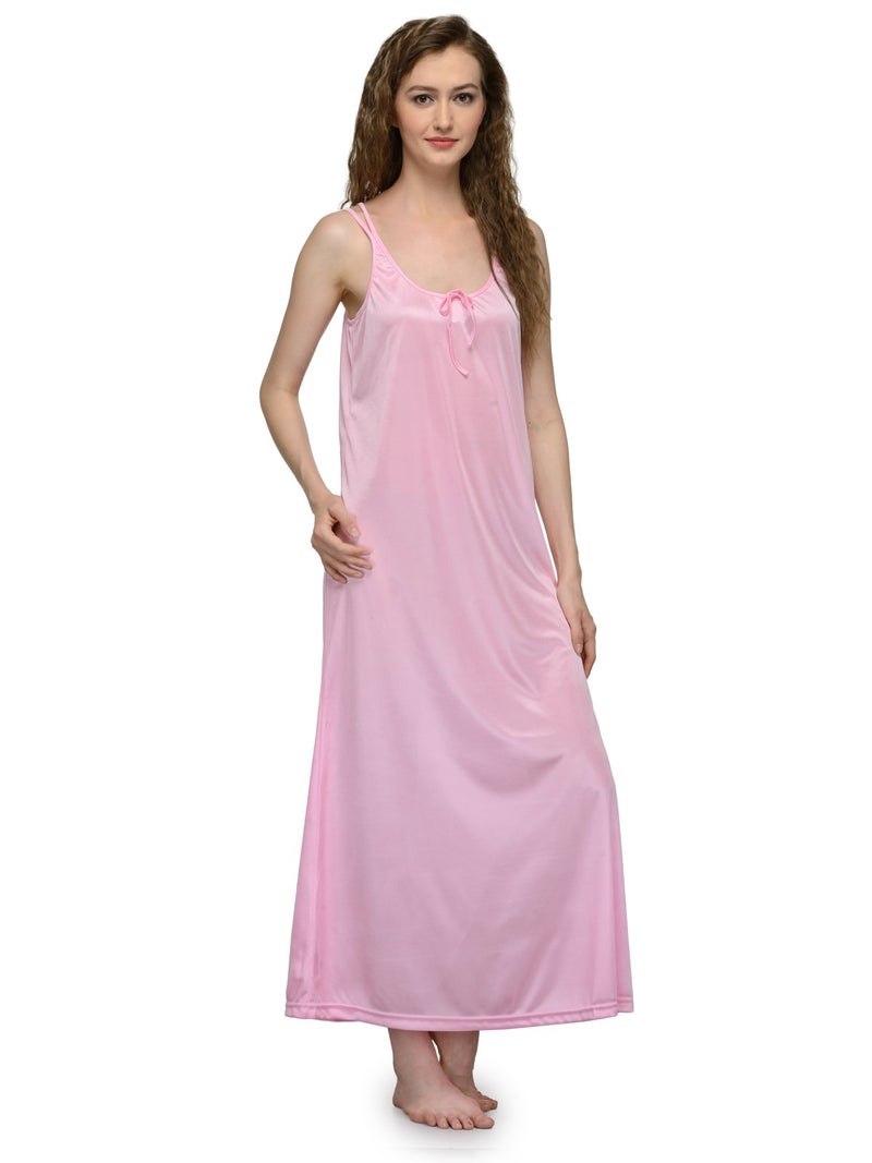 Ananqe Women's Satin Sleepwear, Adjustable Straps, Sizes Xs-6Xl, 10 Colors - Luxurious Maxi Satin Nightdress For Comfort & Elegance, Soft & Silky Fabric Baby Pink - Image 4