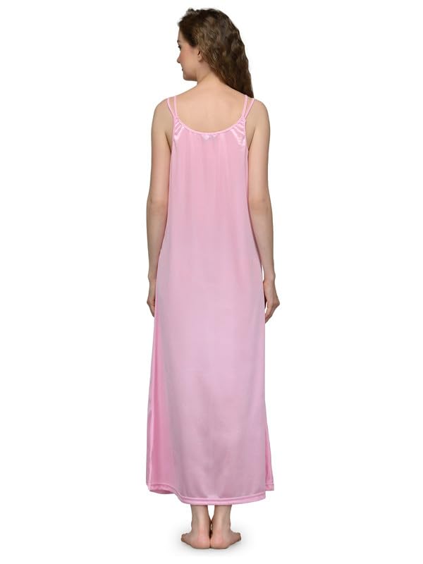Ananqe Women's Satin Sleepwear, Adjustable Straps, Sizes Xs-6Xl, 10 Colors - Luxurious Maxi Satin Nightdress For Comfort & Elegance, Soft & Silky Fabric Baby Pink - Image 3