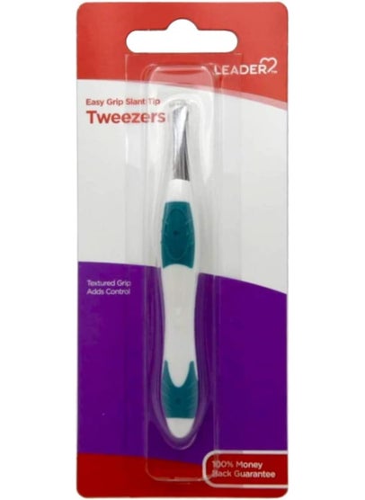 Leader LEADER Tweezers Slant Tip Precision Easy Grip NonSlip Rubber Stainless Steel Great Precision for Eyebrows Facial Hair Splinter and Ingrown Hair Removal 