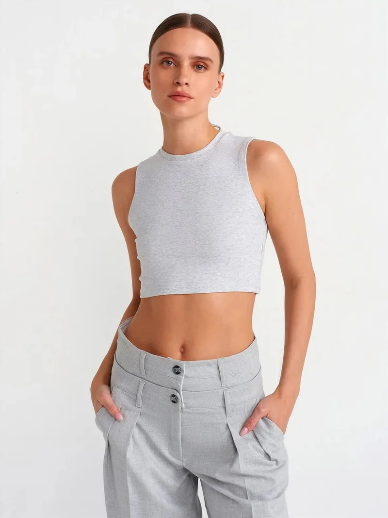 ديلفين Dilvin Ribbed Cotton Crop Top