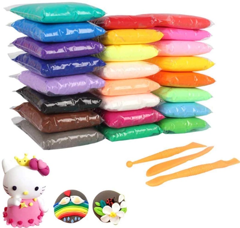 KRH (Pack of 24 PCs) DIY Ultra Light Modelling Mind Sharpening and Bouncing Clay with Tools for Kids and Art & Craft and 1pc Small Tattoo Book - Image 3