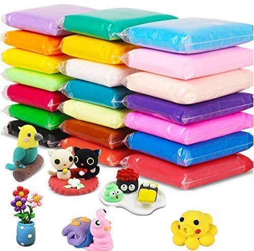 KRH (Pack of 24 PCs) DIY Ultra Light Modelling Mind Sharpening and Bouncing Clay with Tools for Kids and Art & Craft and 1pc Small Tattoo Book - Image 1