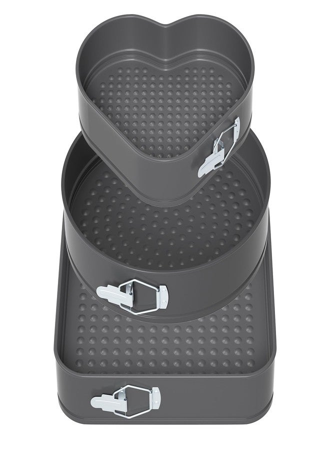 ENLOY مجموعة قوالب كيك ENLOY ذات قاعدة قابلة للإزالة، 3 قطع، مانعة للالتصاق والتسرب، بأحجام 7.5/8.5/9.5 بوصة، متعددة الأشكال مع مزلاج آمن، مثالية لتشيز كيك والكيك الدائري والخبز، آمنة للاستخدام في الفرن وغسالة الصحون. - Image 1