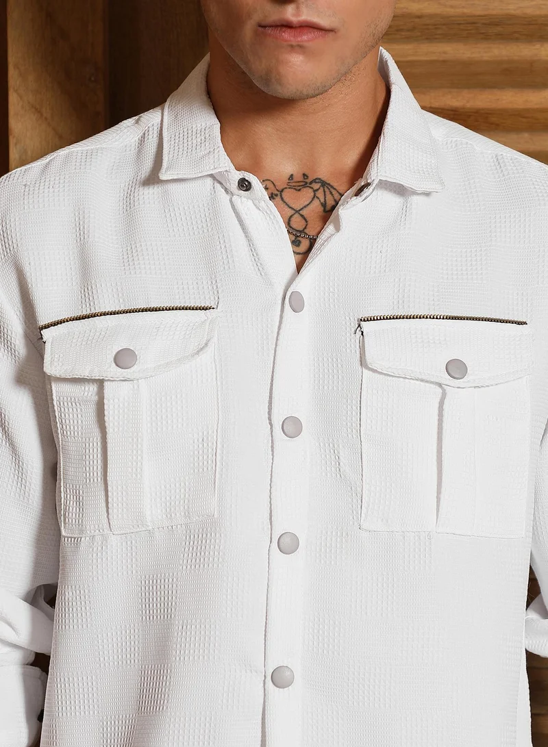 CAHOOT  Men's Chalk White Safari-Utility Relaxed Shirt for Men | Best Price UAE