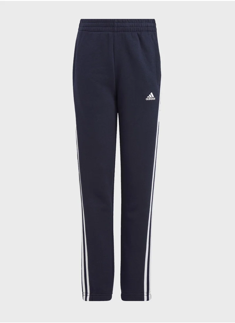 Adidas Kids 3 Stripe Essential Fleece Sweatpants