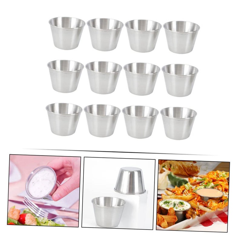 12 Pack Brushed Stainless Steel Condiment Cups For Lunch Box Easy Clean - Image 4