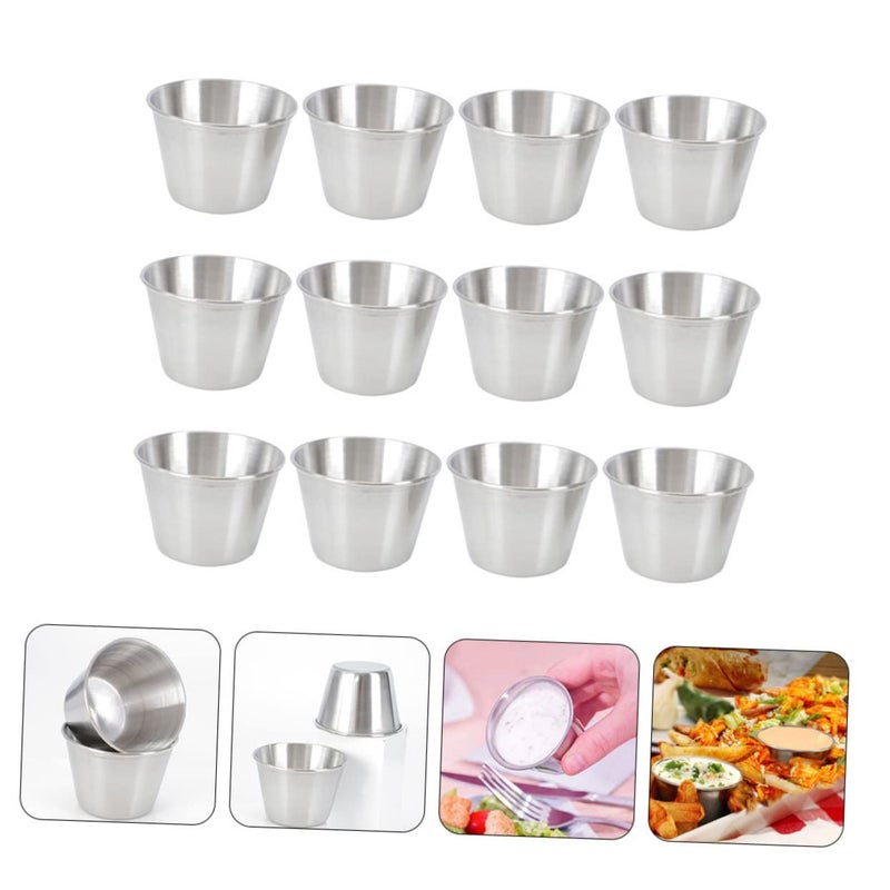 12 Pack Brushed Stainless Steel Condiment Cups For Lunch Box Easy Clean - Image 5