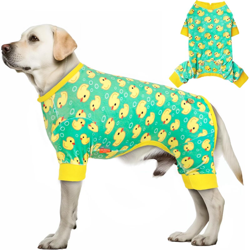 KYEESE Easter Dog Pajamas, Soft Dog Pajamas for Medium Large Dogs Girl, Stretchy Dogs Pjs Velvet Pet Jumpsuit with Eggs & Bunny Pattern, Comfy Lightweight Pet Outfit, Pink, 2XL - Image 1