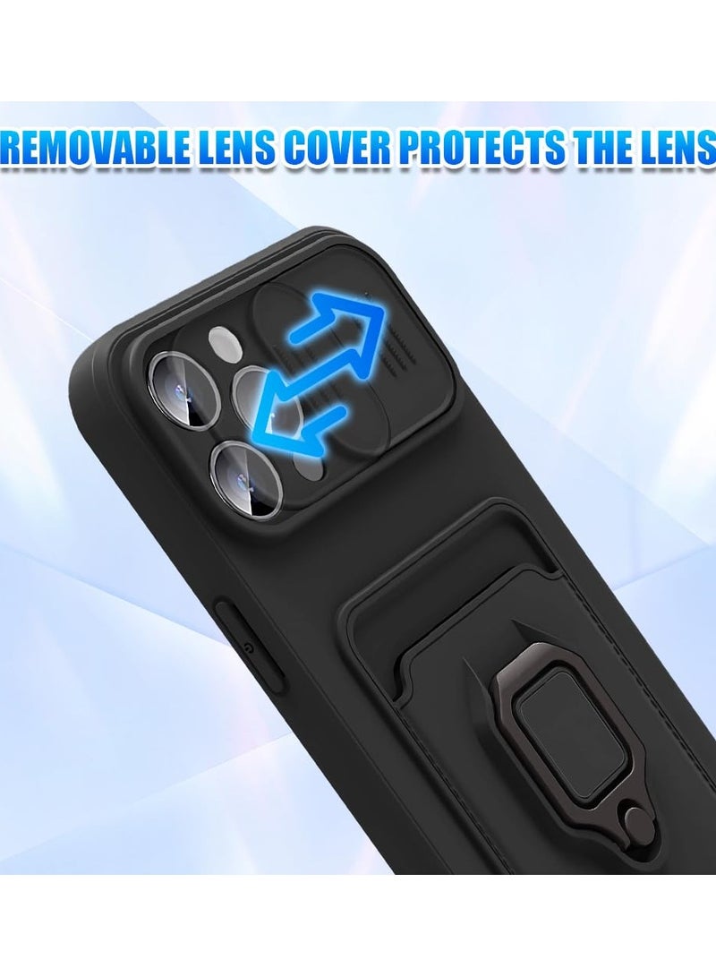 erorex iPhone 15 Pro Max Case with Slide Camera Cover Rotating Kickstand Phone Lanyard & Card Holder Anti scratch Shockproof Protective Case 6.7 inch - Image 4