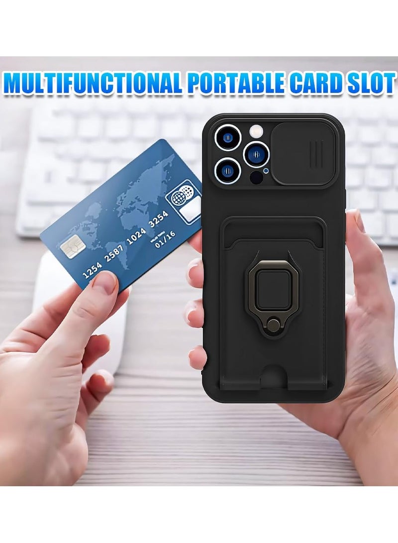 erorex iPhone 15 Pro Max Case with Slide Camera Cover Rotating Kickstand Phone Lanyard & Card Holder Anti scratch Shockproof Protective Case 6.7 inch - Image 2