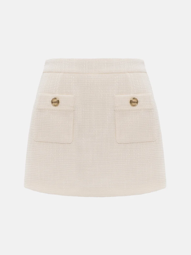 Lichi Mini A-silhouette tweed skort with large buttons