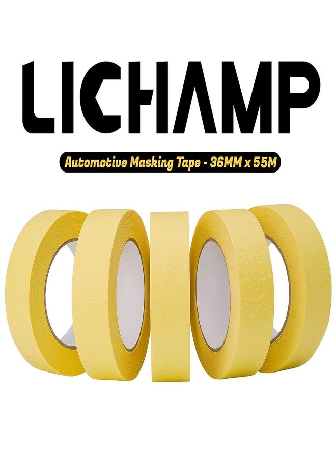 Lichamp 10-Pack Automotive Refinish Masking Tape Yellow 36mm x 55m, Cars Vehicles Auto Body Paint Tape, Automotive Painters Tapes Bulk Set 1.4-inch x 180-foot x 10 Rolls (600 Total Yards) - Image 2