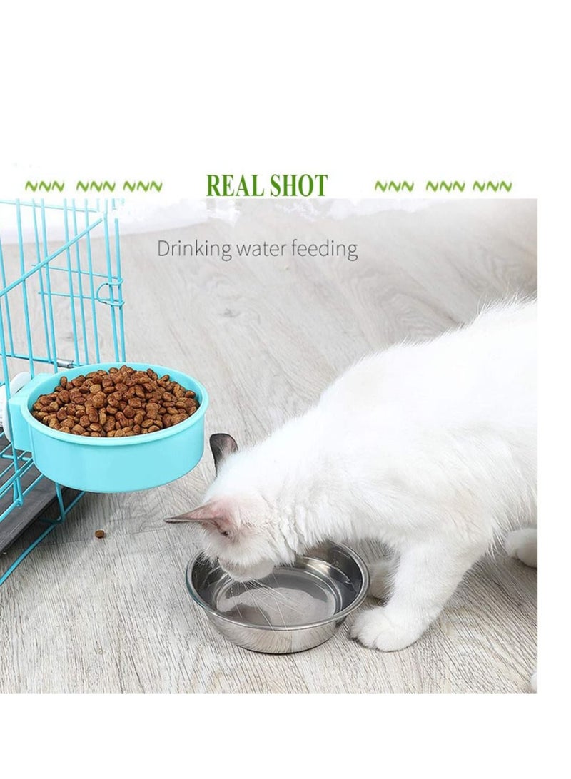SYOSI Set of 2 Etched Stainless Steel Dog Bowls Easy to Clean Bacteria Rust Resistant Silicone Ring Feeding for Dogs Elastic Bowl  - Image 2