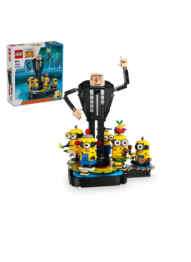 LEGO 75582 Despicable Me 4 Brick-Built Gru and Minions, Buildable Film Character Toys for Kids, Dancing Figures Playset, Play-and-Display Birthday Gift for Boys and Girls