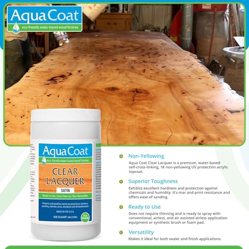 AquaCoat Aqua Coat Clear Lacquer in Satin Finish - Premium Water-Based for Wood & Plastic - Self-Cross-Linking, Fast-Drying, Non-Yellowing, Eco-Friendly - Quart - Image 5