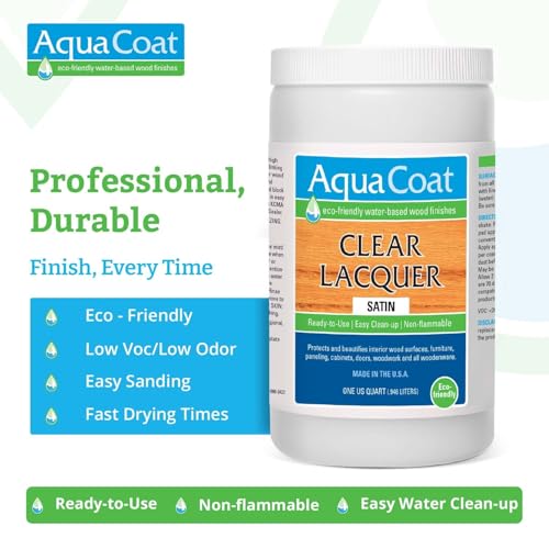 AquaCoat Aqua Coat Clear Lacquer in Satin Finish - Premium Water-Based for Wood & Plastic - Self-Cross-Linking, Fast-Drying, Non-Yellowing, Eco-Friendly - Quart - Image 3