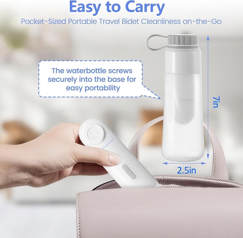 AOHRYME Portable Electric Travel Bidet, 350ML Electric Sprayer Bidet with Built-in Body for Easy Storage, IPX7 Waterproof,Two Pressure Modes for Personal Hygiene Cleaning for Women Men - Image 4