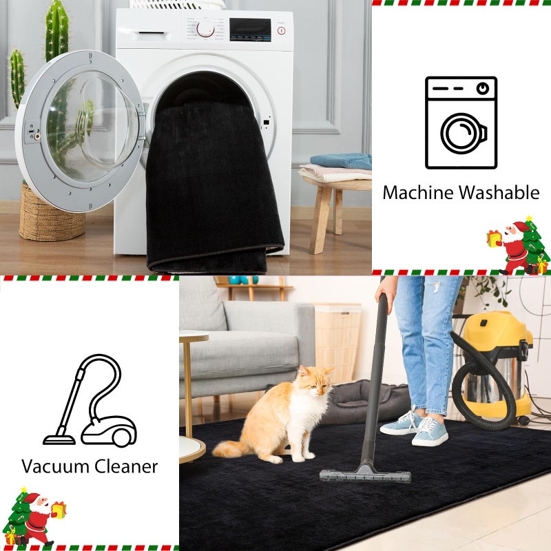 Przemy Washable Black Rugs for Living Room Bedroom, 5x7 Feet Super Soft Memory Foam Rug Indoor Carpet for Kids Room Boys Girls Dorm Bedside Nursery Decor Mat - Image 5